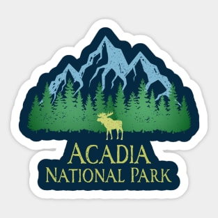 Acadia National Park Maine Mountain Trees Silhouette Moose Sticker